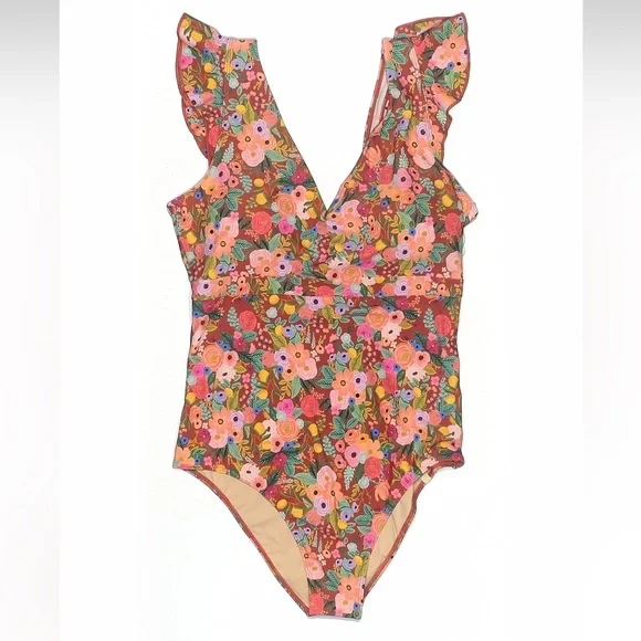 summersalt x Rifle Paper Co Garden Party print Ruffle One-Piece Swimsuit - Picture 1 of 3